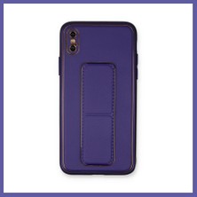 Nida iPhone Xs Max Kılıf Coco Deri Standlı Kapak - Mor Nıda