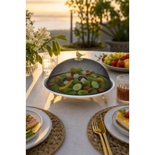 May Home Porselen Kapaklı Kek Fanusu & Ayaklı Sunum Tabağı (32 Cm)