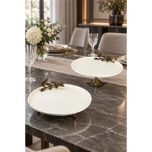 May Home 2'li Porselen Antik Kuş Sunum Tabak Seti