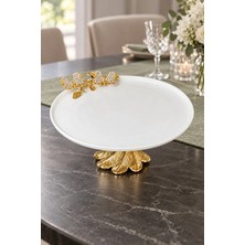 May Home Pırlanta Kelebek Porselen Metal Ayaklı Sunum Tabağı