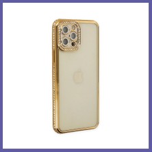 Nida iPhone 12 Pro Kılıf Joke Taşlı Silikon - Gold Nıda