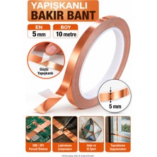 Dünya Magnet Yapışkanlı Bakır Bant 5mm x 10 Metre Iletken Bakır Folyo Bant Emı Koruma Hobi Elektronik