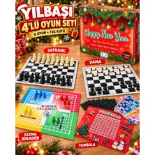 LRS Store Yılbaşı 4’lü Kutu Oyun Seti Tombala Satranç Dama Kızma Birader Aile ve Çocuklar Için Eğlenceli Oyun Seti