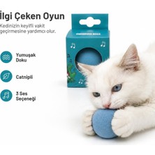 Str Store Catnipli Sesli Pilli Kedi Oyuncağı, Dokunulduğunda Ses Çıkaran Interaktif Kedi Topu, Dahili Pilli Oyun Topu, Kedilerin Oyun ve Avlanma Içgüdüsünü Destekleyen (Mavi)