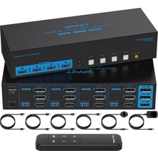 Tıgktıng 8k 60 Hz Displayport HDMI Kvm Switch 4 Pc 3 Monitör USB 3.0 Dp1.4 + HDMI 2.1
