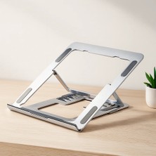 Bezos Katlanabilir Alüminyum Laptop Stand 6 Açılı Gümüş