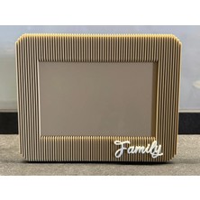 Bezos 3D Baskı Japandi Tarzı Çizgili Fotoğraf Çerçevesi 10X15 cm Masaüstü Yatay Çerçeve Bej