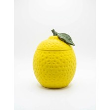 Bezos 3D Baskı Limon Şeklinde Kapaklı Saklama Kabı Dokulu Limon Kavanoz Dekoratif Meyve Kutusu Sarı