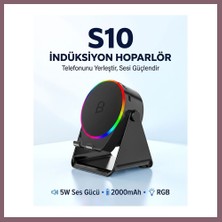 Bezos S10 5W Bluetooth + Temasıyla Ses Yükselten Indüksiyon Hoparlör 2000 Mah Rgb Işıklı Standlı 5in Speaker Bzss