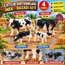 LRS Store 4 Parça Gerçekçi Inek ve Buzağı Figür Seti – Mini Çiftlik Hayvanları Oyuncak Ailesi (Eğitici & Dayanıklı)