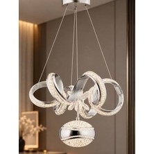 Reel Avize Cizgili Oliva LED Avize Çift Yönlü Top Kristal Silikonlu - 3 Renk Kumandalı