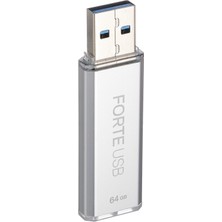 Secux Forte - Şifreli USB Bellek - USB 3.2 Gen 1 - Xts-Aes Şifreleme - Şifre Doğrulama - Otomatik Kilitleme - Gümüş Metal Kasa (64 Gb)