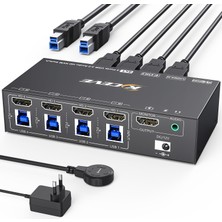 Camgeet USB 3.0 Kvm Switch HDMI 4 Port 4K@144 Hz, Edıd Simülasyonu, 4 USB 3.0 Portlu