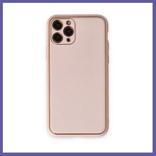 Nida iPhone 11 Pro Max Kılıf Coco Deri Silikon Kapak - Pudra Nıda