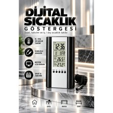 Dijital Iç Dış Termometre Saat Takvim Kablolu Sıcaklık Sensörlü Masaüstü Sıcaklık Ölçer