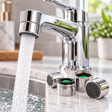 Şanal Mutfak ve Banyo Lavaboları Için Su Akış Düzenleyici, 4'lü Set Krom Görünümlü