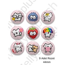 Mellysaplush Trend Kedi Rozet Seti 9 Adet 44MM