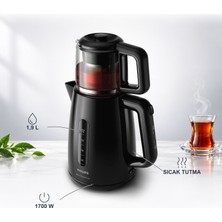 Philips Daily Collection 1700 W Güçlü Isıtma, 1,9 L Geniş Su Haznesi ve Otomatik Sıcak Tutma Özellikli Elektrikli Çay Makinesi, Aile Boyu Çay Hazırlama ve Pratik Servis Için Siyah Tasarım HD7301/00