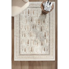 Eliz Home Eskitme Vintage Çiçekli Halı Bambu Polyester Oturma Odası Salon Mutfak Halısı 10