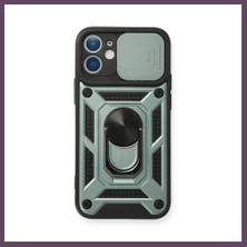 Bezos iPhone 11 Uyumlu Kılıf Pars Lens Yüzüklü Silikon - Yeşil Bhs