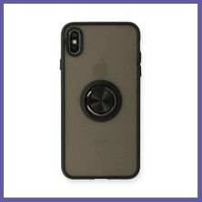 Nida iPhone Xs Max Kılıf Montreal Yüzüklü Silikon Kapak - Siyah Nıda