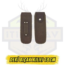 İtimat Av El Yapımı Hakiki Deri Bıçak Kılıfı - Kahverengi (18cm x 7cm) - Yüksek Mukavemetli Outdoor Serisi