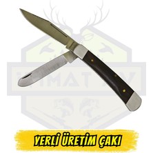 Itimat Av Yerli El Yapımı Çift Bıçaklı Çakı Ahşap Sap - Açık Uzunluk 17.5 cm Kapalı 10 cm