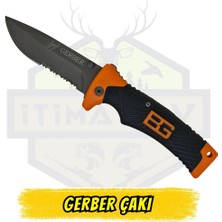 Gerber Katlanır Çakı Turuncu Polimer Sap - Sert Kumaş Kılıflı Açık Uzunluk 22 cm Kapalı 12 cm