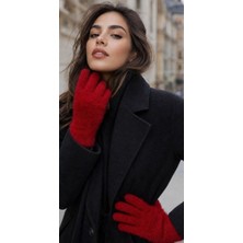 Nesvay Tekstil Yumuşak Dokulu Yünlü Triko Kırmızı Eldiven