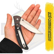 Square BZ011104 Karbon Detaylı Tırtıklı Çakı 20 cm