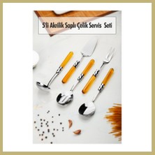 Bezos 5 Parça Platin Servis Seti & Servis Sunum Seti Amber ( Kepçe / Kevgir / Sıpatula / Çatal / Kaşık ) Za