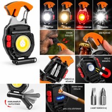 O-MAX Nalbur Işığı Çok Fonksiyonlu Mini LED Lamba (Anahtarlık, USB Şarjlı, 7 Modlu ve Çakmaklı)