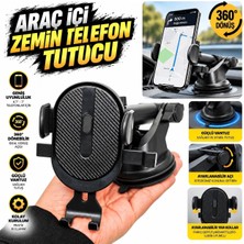 Yumax Araç ve Zemin Telefon Tutucu - 360 Derece Dönebilen Başlık, Güçlü Vakumlu Vantuzlu, Ayarlanabilir Açılı Torpido, Cam ve Masaüstü Tutacağı