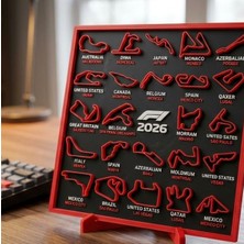 Formula 1 2026 Sezonu Yarış Takvimi – 3D Dekoratif Masa Süsü & Duvar Tablosu (22X25 Cm)