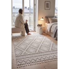 Eliz Home Krem Renk Modern Dokuma Halı Bukleli Yumuşak Halı Oturma Odası Salon Mutfak Antre Yolluk Halısı Ice