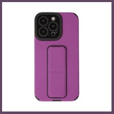 Bezos iPhone 13 Pro Max Uyumlu Kılıf Mega Standlı Silikon - Mor Bhs