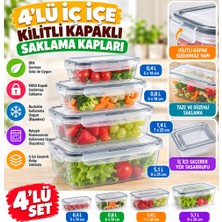 ENCO 4lü Iç Içe Sızdırmaz Contalı Kilitli Kapaklı Plastik Erzak Saklama Kapları LC315