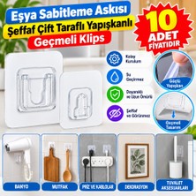 ENCO Eşya Sabitleme Askısı 10 Çift Şeffaf Çift Taraflı Yapışkanlı Geçmeli Klips (Adet Fiyatıd