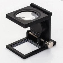 Magicool 28X28 mm Katlanır Sayaçlı Metal Lüp, 2 LED Işıklı Büyüteç Tekstil TH9005A