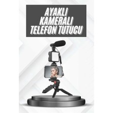 Ersert Mikrofonlu Işıklı Telefon Tutucu 1 Adet Youtuber Seti