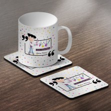 BK Gift Kişiye Özel En Iyi Kimya Öğretmeni Tasarımlı Kupa ve Bardak Altlığı Seti - 2