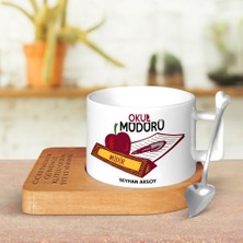 BK Gift Kişiye Özel Okul Müdürü Ahşap Altlıklı Seramik Fincan - 1