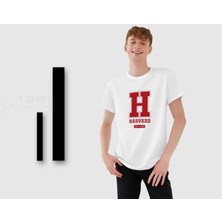 Bk Gift Harvard Tasarımlı Erkek Beyaz T-Shirt, Arkadaşa Hediye, Doğum Günü Hediyesi, Trend Tişört, Sevgili Hediyesi-2 Large
