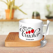 BK Gift Kişiye Özel Öğretmen Ahşap Altlıklı Seramik Fincan - 1
