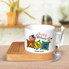 BK Gift Kişiye Özel Anaokulu Öğretmeni Altlıklı Seramik Fincan - 1