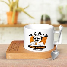 BK Gift Kişiye Özel Okul Müdürü Ahşap Altlıklı Seramik Fincan - 2