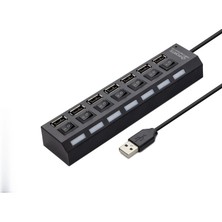 Ersert Et USB Anahtarlı Hub 7 Port 480 Mbps Siyah HDX7001
