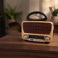 Ersert Et Nostalji Müzik Kutusu - Solar Panelli - Şarjlı - Aux Girişi - LED Fener - Bluetooth