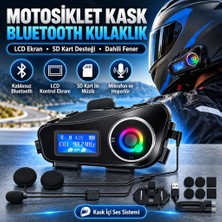 Ersert Et Q58 Motorsikletler Için Fener Özellikli Sd Kart Bölümlü LCD Ekranlı Kablosuz Bluetooth Kulaklıklı – Suya Dayanıklı Kask Kulaklığı