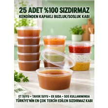 Nakkaşe Sosluk Sızdırmaz (25ADET)120 ml Mini Saklama Kabı Et Suyu , Kemik Suyu , Buzluk Gıda Temasına Uygun